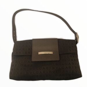 Bvlgari bulgari brown canvas leather bag
